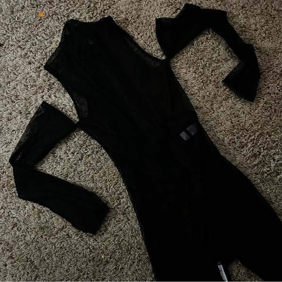 No Vacancy | Black Mesh Jumpsuit with Cold Shoulders, size large. EUC catsuit - Picture 2 of 12